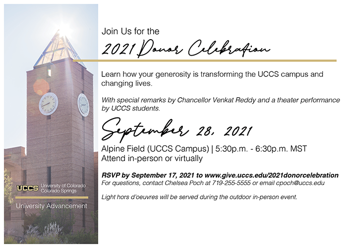 Donor celebration invitation with event details